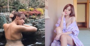 「巨乳正妹」野外露天風呂池大膽裸背 衣衫不整兩顆白嫩乳球差點掉出!【EV棋牌】-EV棋牌