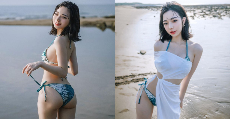 極品天菜「啾啾」領頭美曬「翹挺屁屁」，電眼甜笑堪比大海鹽值！【EV棋牌】-EV棋牌