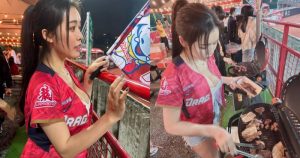 巨乳正妹「菈菈」邊看棒球邊烤肉!觀眾都被她的「白嫩肉肉」吸引了!【EV棋牌】-EV棋牌