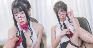 眼鏡妹「陳幽」黑網襪招待，挑逗棒來回「雪嫩美體」色求調教！【EV棋牌】-EV棋牌