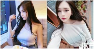 「大胸正妹」火辣吃甜點，車頭燈真的太巨大，飽滿到快掉出來…【EV棋牌】-EV棋牌