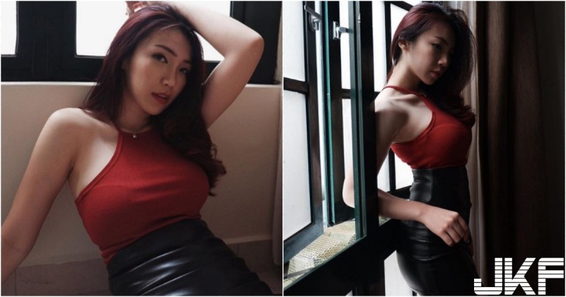 火辣辣「紅色巨奶背心」太強大！「性感姊姊」黑色窄裙超誘惑！美乳形狀快溢出來！【EV棋牌】-EV棋牌