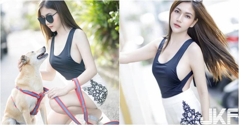 貴婦姊姊出門遛狗「穿著好狂」!布料超少「裸背秀奶」整片白嫩嫩!