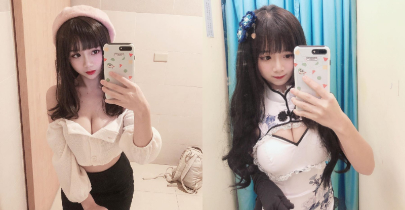 甜美大眼萌妹倩倩是「童顏巨乳」　開胸旗袍大爆白皙嫩乳【EV棋牌】-EV棋牌