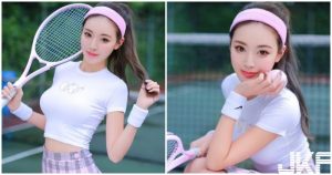 網球正妹「完美胸型」畢露！一揮拍就養眼到極點啊！【EV棋牌】-EV棋牌