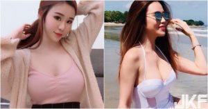 猛猛der!「粉紅大奶妹」海邊出沒大秀胸器!「事業線深又長」雪白飽滿都快掉出來!【EV棋牌】-EV棋牌