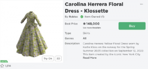 美国时尚品牌 Carolina Herrera 入驻 Roblox【EV棋牌】-EV棋牌