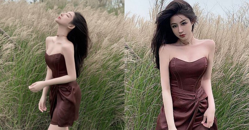 穿低胸裝賞芒草的「超性感辣妹」，私下好愛PO「火辣美腿照」！【EV棋牌】-EV棋牌