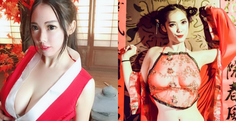 有穿跟沒穿一樣!巨乳妹子「超薄透明肚兜」慶新春!渾圓美乳遮不住…