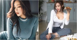 「低胸爆奶妹」在家吃披薩！胸前「巨大乳球」超佔空間！光看就又飽又撐！【EV棋牌】-EV棋牌