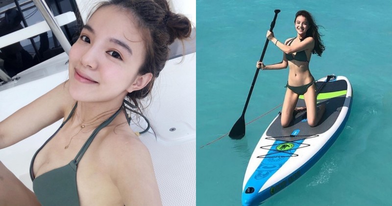 龜山島外海嗨玩SUP!「比基尼正妹」Angie笑容甜美燦爛,身材曲線也好迷人!