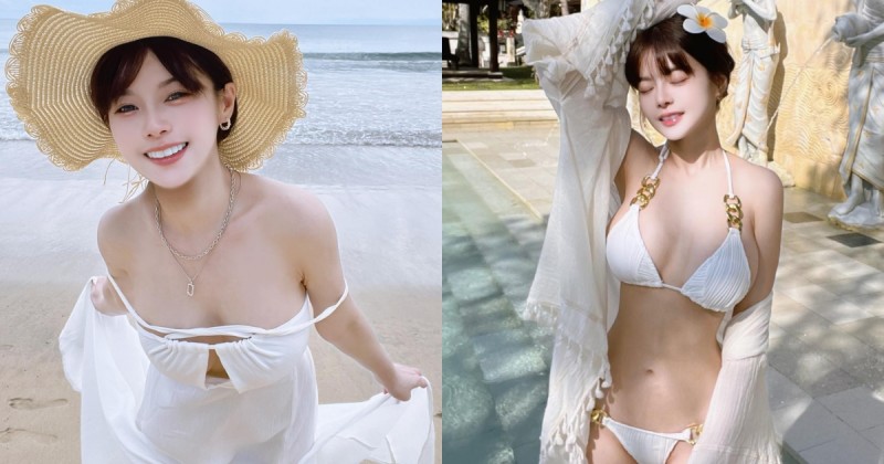 甜美女神「小花姐接」峇里島渡假有夠辣，比基尼藏不住「雪白豪乳」！【EV棋牌】-EV棋牌