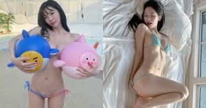 清純正妹骨子裡超色!玩水用「氣球遮點」,比基尼小褲褲還拉到見底!【EV棋牌】-EV棋牌