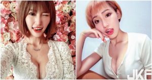 好犯規！惹火辣妹「胸前扣子全解開」，深長事業線立刻蹦出！【EV棋牌】-EV棋牌