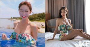 快掉出來!「雪白奶妹」泳衣太低胸!兩團飽滿肉肉「掉出半顆」好想幫她拉一下!【EV棋牌】-EV棋牌