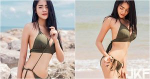 波濤洶湧!無人海邊的美景,「清新比基尼妹」偷解綁帶好調皮【EV棋牌】-EV棋牌