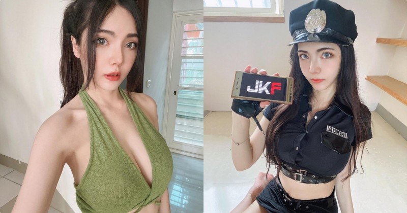 正妹「Luna 宜欣」綠色爆乳裝好辣,自拍時展現「超誘惑深溝」!