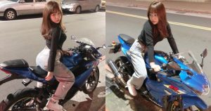 這角度很可以!「甜美小隻馬」騎大車氣勢足,自備「車頭燈」不怕別人沒看到她!【EV棋牌】-EV棋牌
