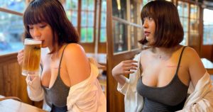 短髮正妹「低胸爆乳喝啤酒」，純天然「沈甸甸份量」讓網友懷疑：這酒有奶香！【EV棋牌】-EV棋牌
