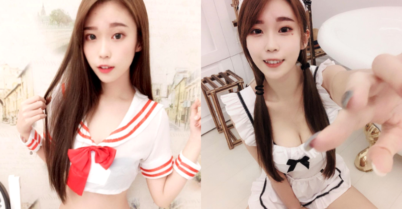 制服女僕隨便選!甜美正妹「萱萱兒」白嫩大眼超萌甜,誘人雪乳立馬溝住眾人視線!