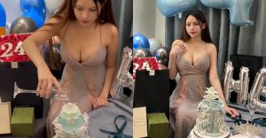 爆乳壽星「羊ㄦ」許願倒奶酒，「完美視角」粉絲也快樂起來！【EV棋牌】-EV棋牌