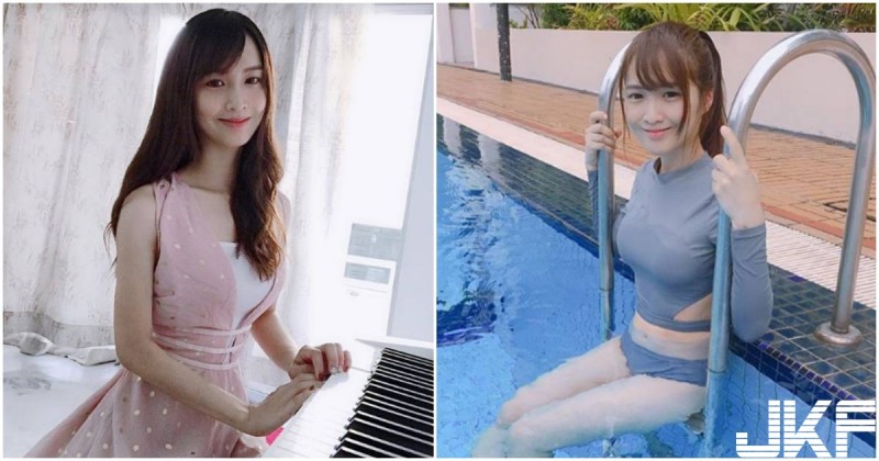 氣質正妹詩兒水下露出「白嫩美腿」,琴藝高超讓人想拜她為師!