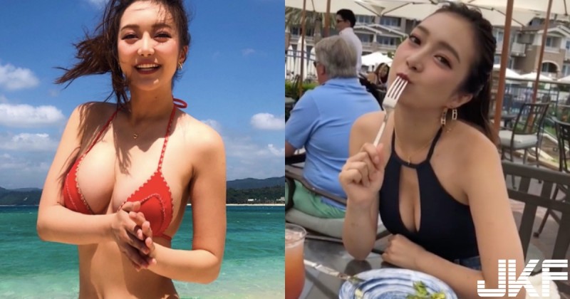 這麼可愛有巨乳？海邊捕獲「航母級巨乳正妹」火辣甜美，兩顆車頭燈比太陽還要亮！【EV棋牌】-EV棋牌