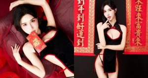 這樣穿旗袍也太辣！氣質女神「夢夢」白嫩美體外露，美乳翹臀通通有！【EV棋牌】-EV棋牌