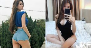 太猛了！「長腿翹臀妹」穿熱褲屁屁露出來！「渾圓蜜桃臀」微笑曲線超性感啊！【EV棋牌】-EV棋牌