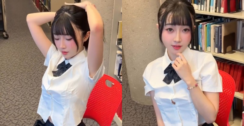 圖書館巧遇超萌制服學妹　綁馬尾的模樣讓人戀愛啦！【EV棋牌】-EV棋牌