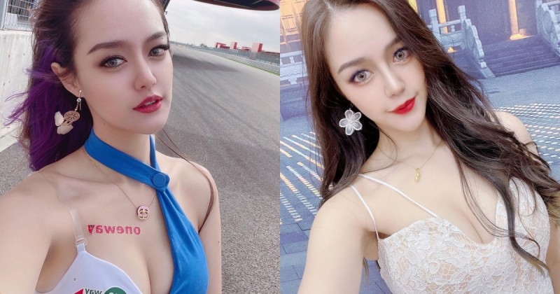 辣妹「朱皮兒」賽車場造型好誘惑,「白嫩酥胸」性感放送!
