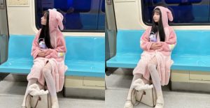 台北捷運有超萌兔子出沒！絨毛外套底下竟是性感美乳【EV棋牌】-EV棋牌