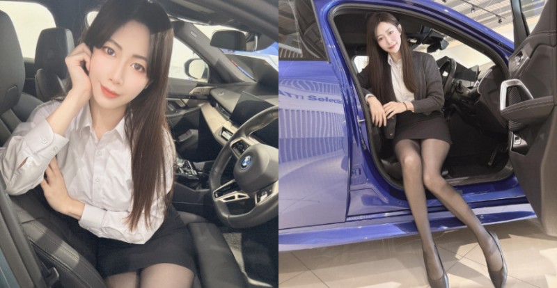 揪團換車！BMW中古車正妹業務露修長黑絲襪美腿催買氣【EV棋牌】-EV棋牌