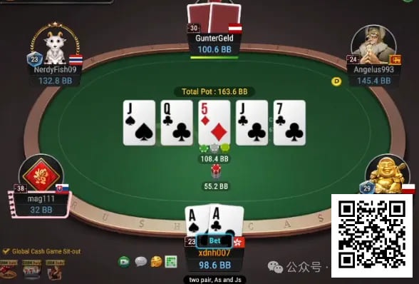 【EV扑克】牌局分析：后门花到，超对bet or check？【EV棋牌】-EV棋牌