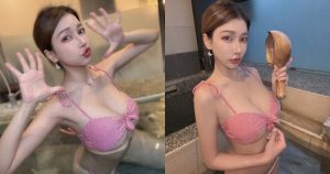 太犯規!美乳女神「娜娜米」慶生泡湯放鬆,粉色比基尼藏不住「雪白雙峰」!【EV棋牌】-EV棋牌