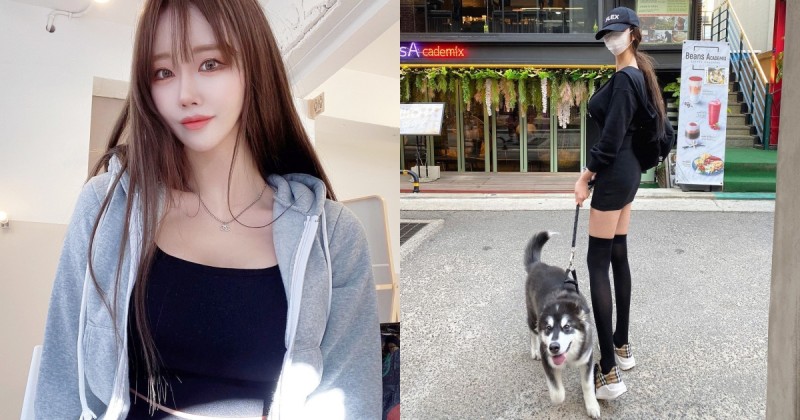 路上驚見「長腿遛狗妹」！迷你短裙配膝上襪秀強大美腿，好想跟她要電話！【EV棋牌】-EV棋牌