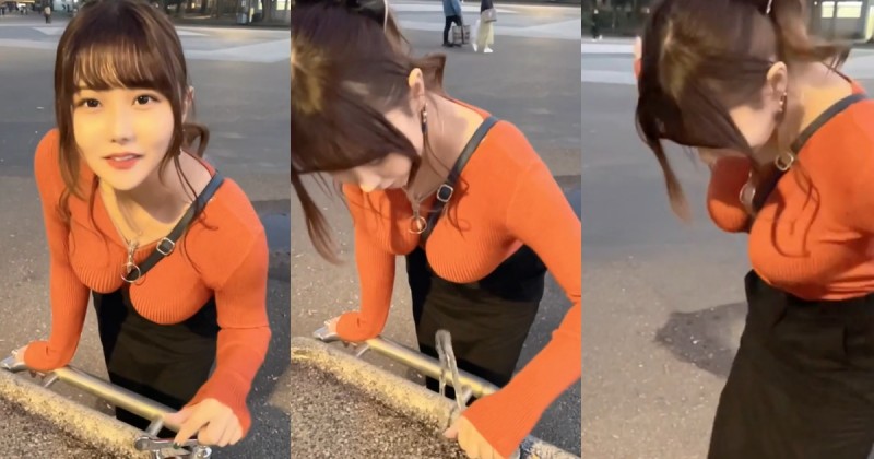 日本慶大「巨乳學生妹」公園玩飲水機，兇猛雙峰「抖動弧度」讓人看傻眼！【EV棋牌】-EV棋牌