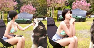 鹿林道見性感女孩「A栗」,「露營穿比基尼」逗愛犬畫面超療癒【EV棋牌】-EV棋牌
