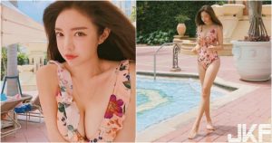 度假飯店裡的「大奶奶」！白嫩泡菜妹玩水秀身材！「飽滿美胸＋修長美腿」搶盡鋒頭！【EV棋牌】-EV棋牌