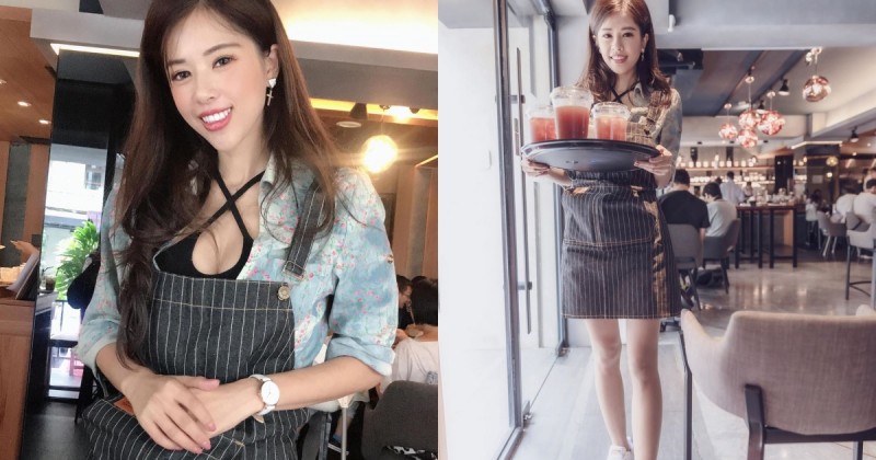咖啡店店長「爆乳端盤」超吸睛!「白皙美腿+渾圓雪乳」的頂級服務回客率超高!