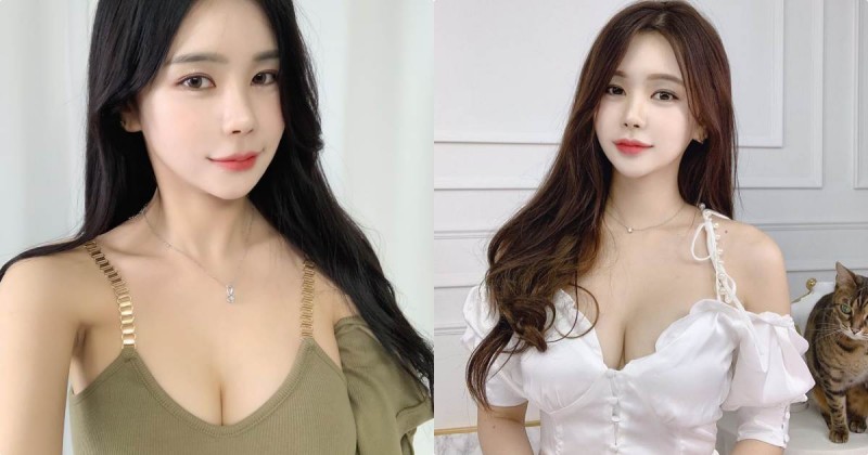 長髮豐滿美乳正妹「曲線好優」，飽滿低胸畫面太撩人！【EV棋牌】-EV棋牌