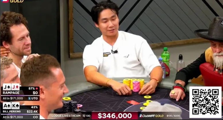 【EV扑克】JJ翻前孤注一掷，Rampage终于转运了【EV棋牌】-EV棋牌