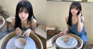 甜美大眼妹彎腰體驗「手拉胚」 網友不解：到底看陶還看胸？【EV棋牌】-EV棋牌