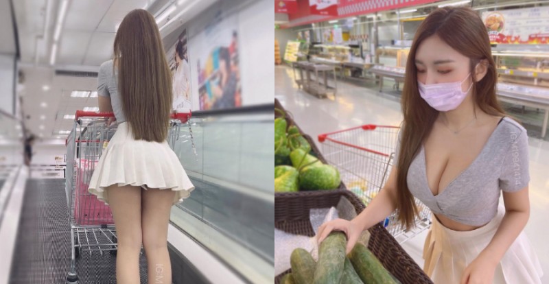 微性感！台中家樂福巧遇「巨乳小隻馬」　迷你裙展現性感美腿【EV棋牌】-EV棋牌