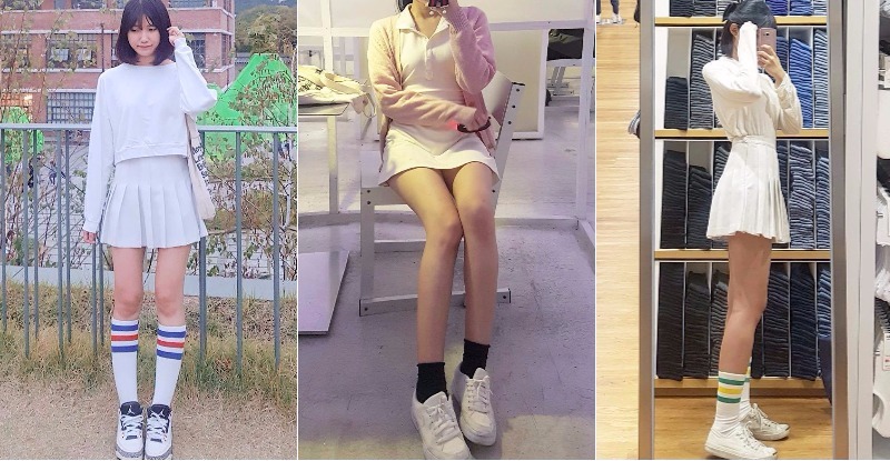 中招了！戀愛系少女短裙露出膝上襪「 絕對領域」，白嫩美腿快要凍不了…【EV棋牌】-EV棋牌