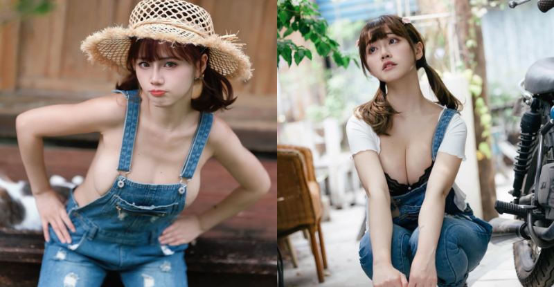 淘氣正妹「HANHAN」充氣吊帶褲，「兇猛奶量」天下男人來征服！【EV棋牌】-EV棋牌