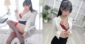 團拍專屬！性感OL「啾啾」爆乳秀長腿，「絲襪勾引」牽魂上班族！【EV棋牌】-EV棋牌
