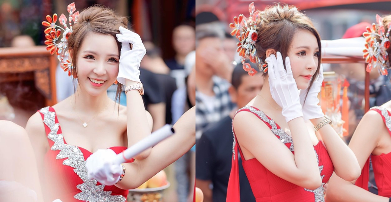 全台最美禮生「寧寧 Ning」怕鞭炮萌樣瘋傳 神的侍女身材過人