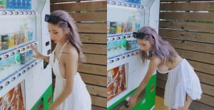 想消暑反而慾火焚身！巨乳小隻馬「蕭晴」彎腰拿飲料露出渾圓側乳【EV棋牌】-EV棋牌