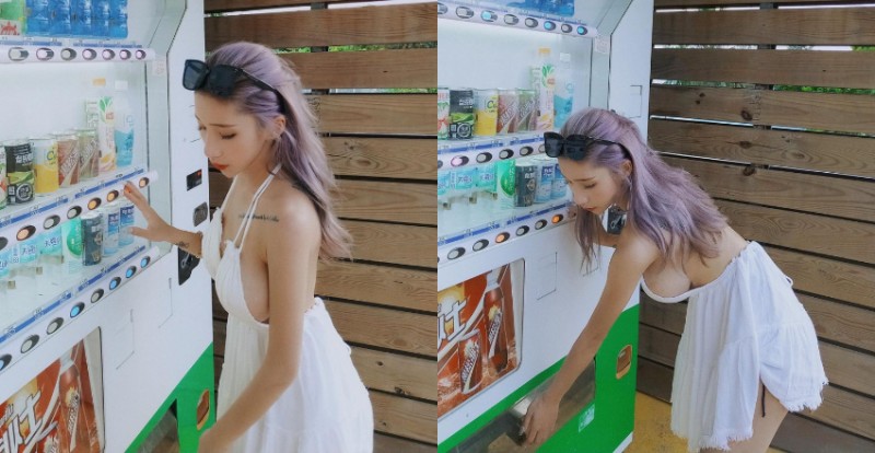 想消暑反而慾火焚身！巨乳小隻馬「蕭晴」彎腰拿飲料露出渾圓側乳【EV棋牌】-EV棋牌